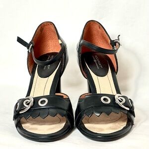 Rockport 8.5M Black Leather Open Toed Heels GUC
